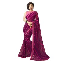 Exclusive Burgundy & Pink Georgette Casual Party Saree