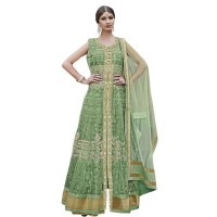 Exclusive Eid Special Heavy Work Floor Length Anarkali Suit Green WF028