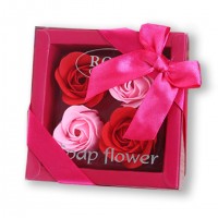 ROSE RED Flowers Box with 4 Soap Roses VFB570