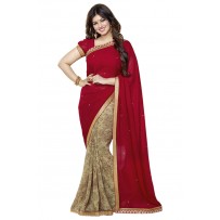 Vinay Exclusive Deep Merlot Printed Chiffon Saree - DO10  