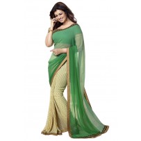 Vinay Exclusive Light Green - Sand Printed Chiffon Saree -  DO15 