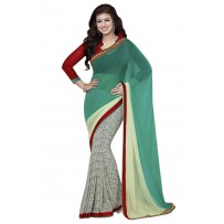 Vinay Exclusive Pest And Off White Printed Chiffon Saree - DO17   