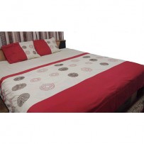 Floral Applique Bed Cover With Two Pillow Cover-009