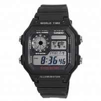 CASIO Quartz World Time Digital Watch AE 1200WH 1AVDF