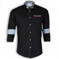 DEVIL Pure Cotton Casual Black Shirt DE126