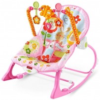 Fisher-Price Pink Bunny Infant to Toddler Rocker with Fold-out Kickstand