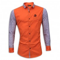 Stylish Printed Cotton Casual Shirt MH27S Red Orange