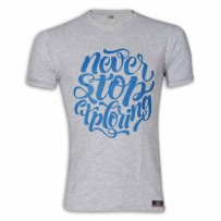 Never Stop Exploring Round Neck T-shirt MG07 Silver