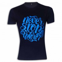 Never Stop Exploring Round Neck T-Shirt MG011 Black