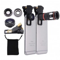 4 in 1 Metal Ring 10x Mobile Zoom Telephoto Lens