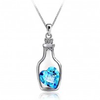 Heart in a Bottle Gemstone Pendant Necklace