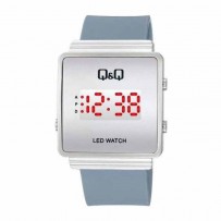 Q&Q Citizen M103J002Y Mens Watch Bright Red LED Display Day/Date Gray Strap