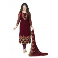 Exclusive Cotton Silk Resham Salwar Suit Dark Red 2016
