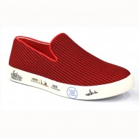 Red Color Cotton Fabric Sneakers Shoe For Men FFS706
