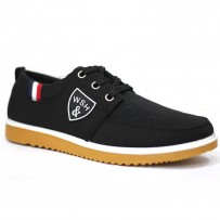 Black Cotton Sneaker Shoe For Men FFS708