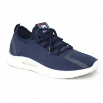 Dark Blue Fabric Sneakers Shoe For Men FFS713