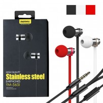 Original REMAX RM-565i Stainless Steel Earphone Black/ White/ Red
