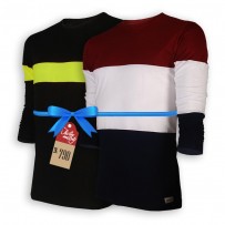 Signature Full Sleeve Solid Men's  T-Shirt  : Combo 106