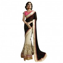 Nirvana Exclusive White & Black Stylish Designer Saree NV005