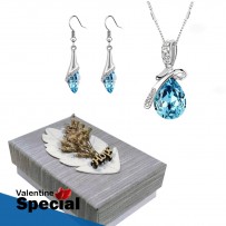 Angel Teardrop Crystal Pendant & Earrings For Women