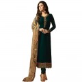 Green Gerogette Embroidery Semi Stitched Salwar Suit WF088