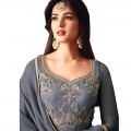 Grey Semi Stitched Embroidered Floor Length Anarkali Suit WF092