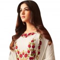 White Georgette Thread Embroidered Anarkali  Suit WF085