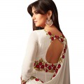 White Georgette Thread Embroidered Anarkali  Suit WF085