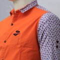 Stylish Printed Cotton Casual Shirt MH27S Red Orange