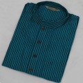 Exclusive Raw Silk Stripe Punjabi SB57P Steel Blue