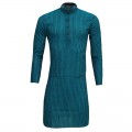 Exclusive Raw Silk Stripe Punjabi SB57P Steel Blue