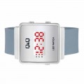 Q&Q Citizen M103J002Y Mens Watch Bright Red LED Display Day/Date Gray Strap