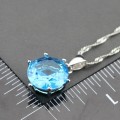 Sterling Silver Jewelry Sets With Mystic Natural Blue Pendant For Women