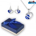 Cristallo Blue Girl Heart Of Pendant & Ear Ring