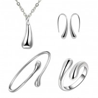 Silver Water Drop Drip Jewelry Set For Women	