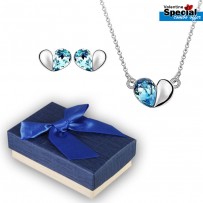 Romantic Platinum Simple Heart Pendant & Earrings For Women	