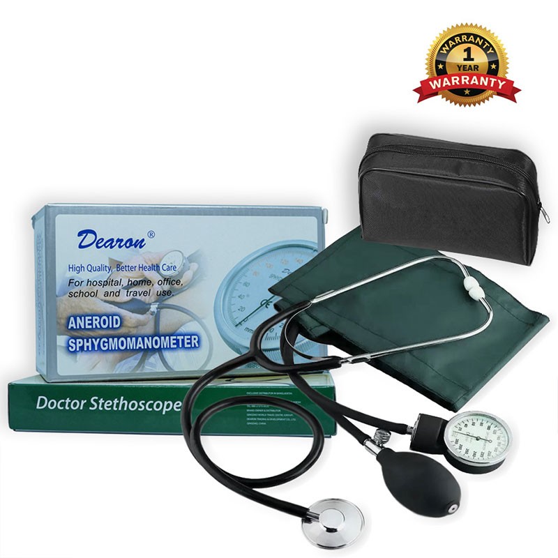 DEARON Aneroid Blood Pressure Machine With Doctor Stethoscope ShoppersBD
