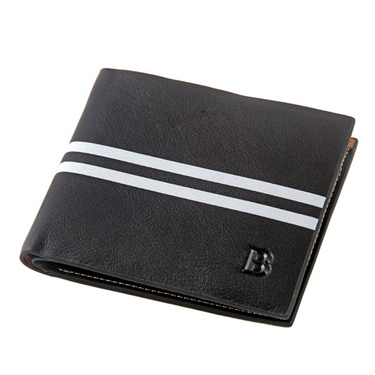 Bogesi Black White Striped Men’s Leather Wallet 1996 ShoppersBD