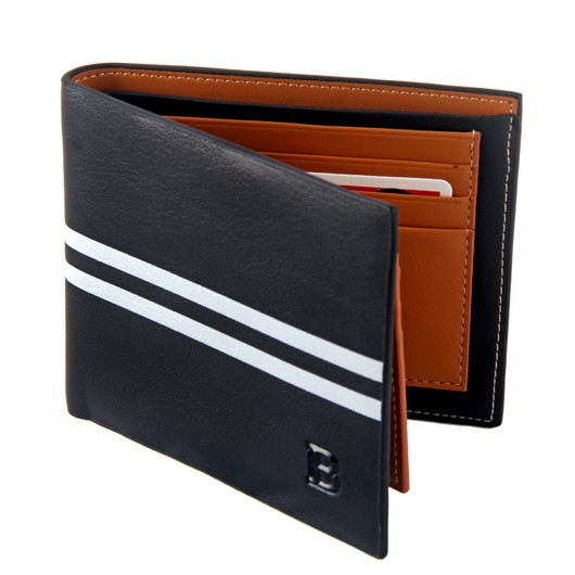 Bogesi Black White Striped Men’s Leather Wallet 1996 Wallet Men's
