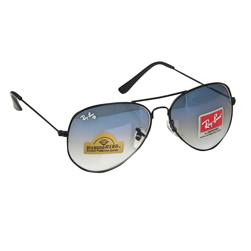 Ray Ban Aviator RB 3026 Diamond Hard Black Blue Shade Sunglasses