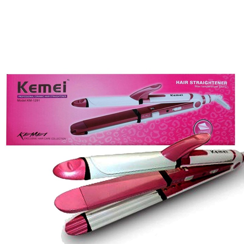 Kemei KM 1291 Professional 3in1 Hair Straightener Cum Curler And