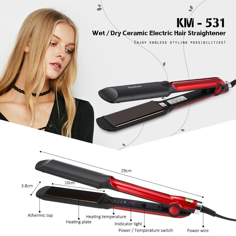 Kemei KM 531 Ceramic Hair Straightener SEL024 ShoppersBD