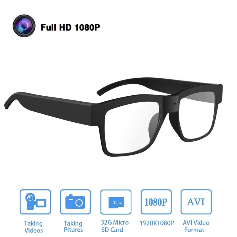 1080P HD Video Glasses Max 32GB Memory Card Spy Hidden Eyewear Camera