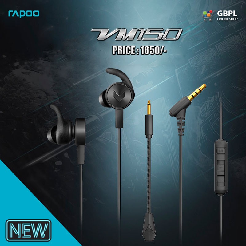 Rapoo VM150 In-Ear Gaming Headset Black : ShoppersBD